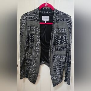 BCBGeneration Black and Gray/Olive GeometricOpen Lined Coat Size M